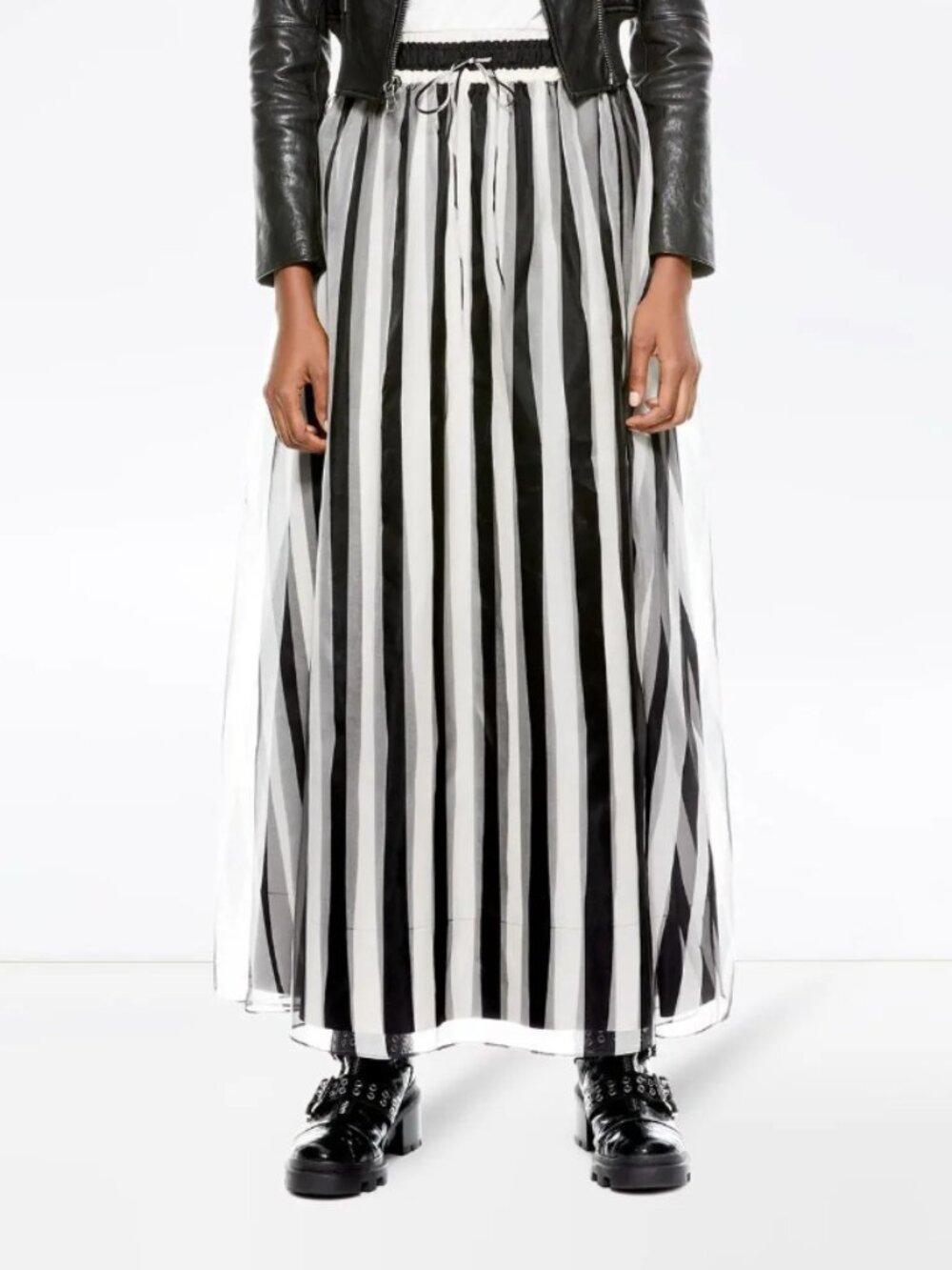 NWOT Alice + Olivia Dixie Striped Drawstring Waist Silk Long Skirt S $577